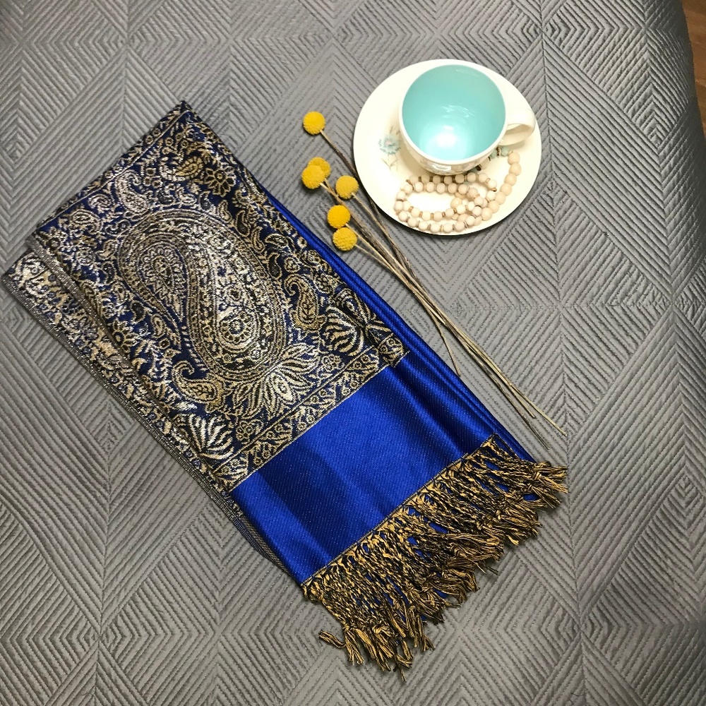 Royal Blue Moroccan Pashmina
